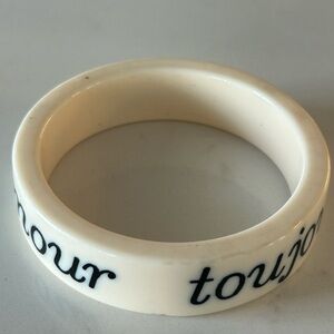Cream Resin Bangle Bracelet with 'toujours l’amour “ Inscription